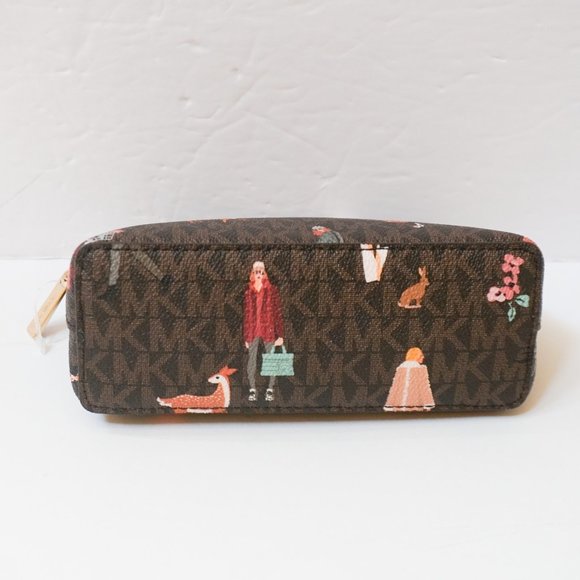 Michael Kors Jet Set Girl Large Travel Pouch MK Brown Multi - Picture 5 of 8